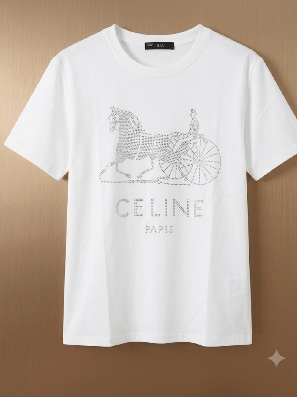Brand new white stretchy White Crystal Logo  T-Shirt